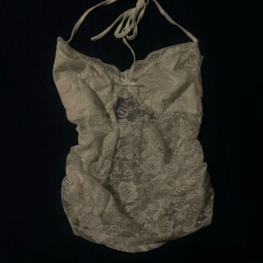 SHEIN White Lace Halter Top - Picture 3 of 3